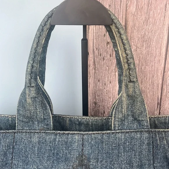 Prada Denim Tote Bag | Authentic | Classic Logo Shopper - Picture 3 of 11